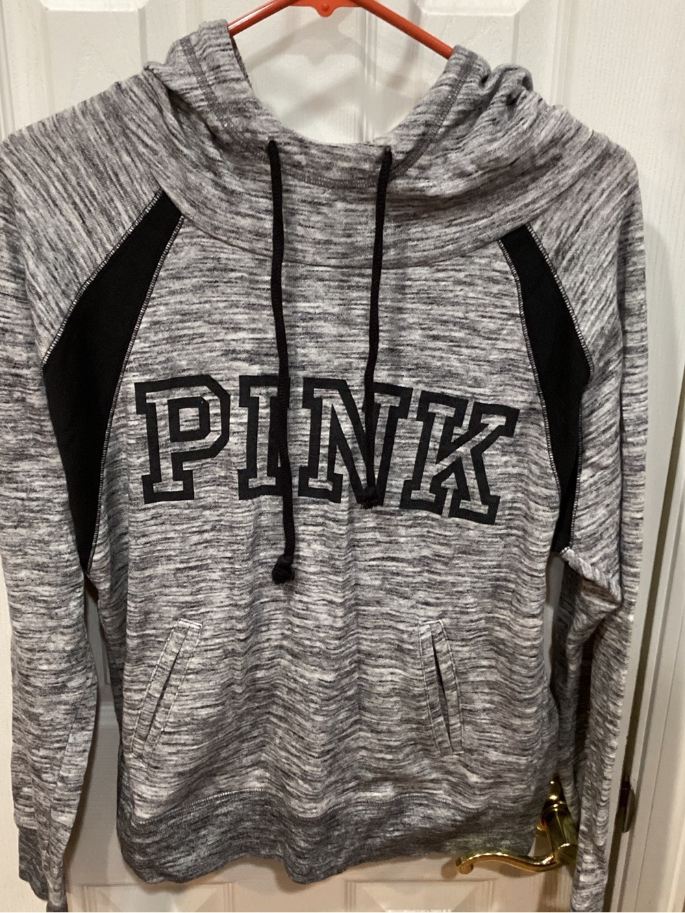 Victoria's Secret PINK Gray & Black Marled Hoodie Sweater